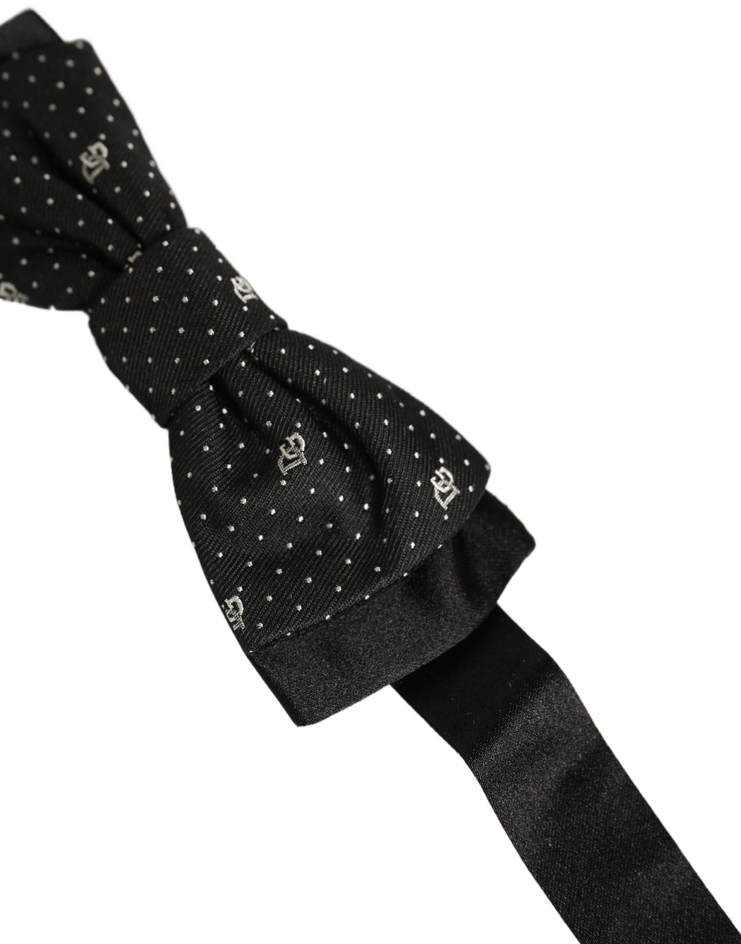 Dolce &amp; Gabbana Men Black DG Polka Dot Adjustable Neck Papillon Bow Tie
