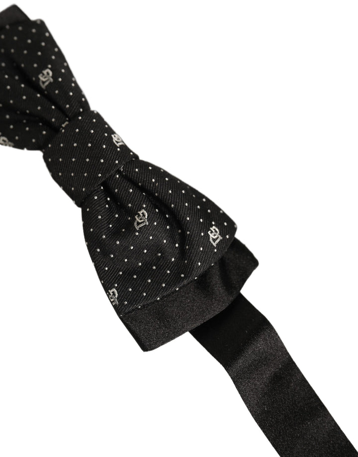 Dolce &amp; Gabbana Men Black DG Polka Dot Adjustable Neck Papillon Bow Tie