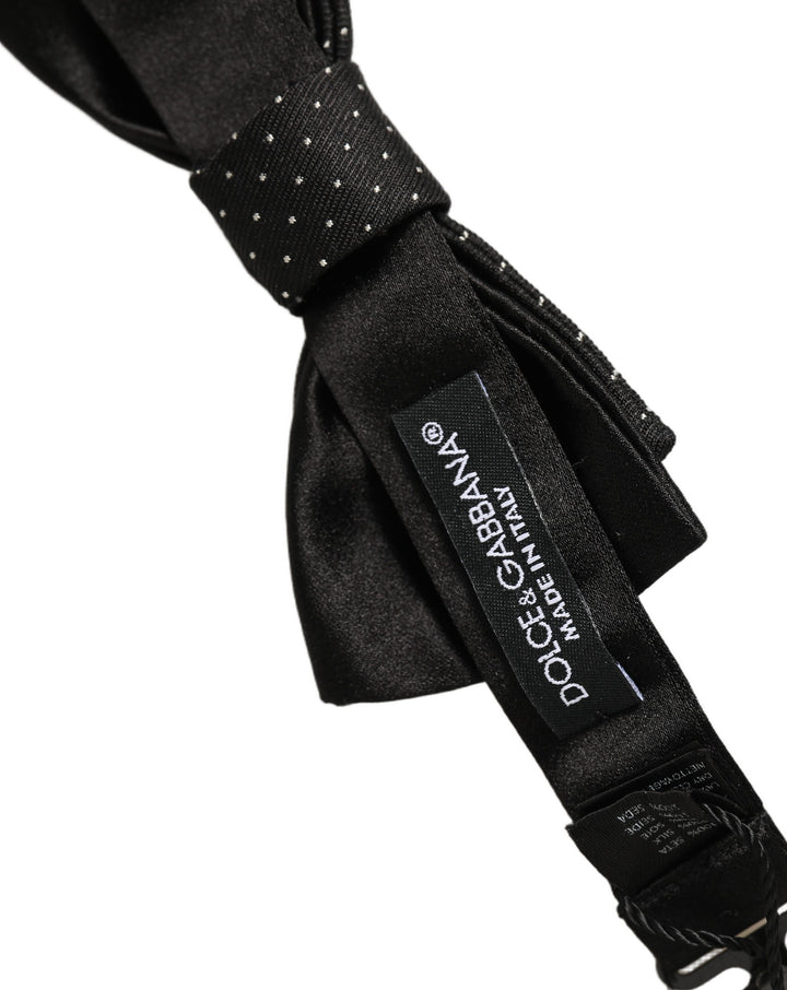 Dolce &amp; Gabbana Men Black DG Polka Dot Adjustable Neck Papillon Bow Tie