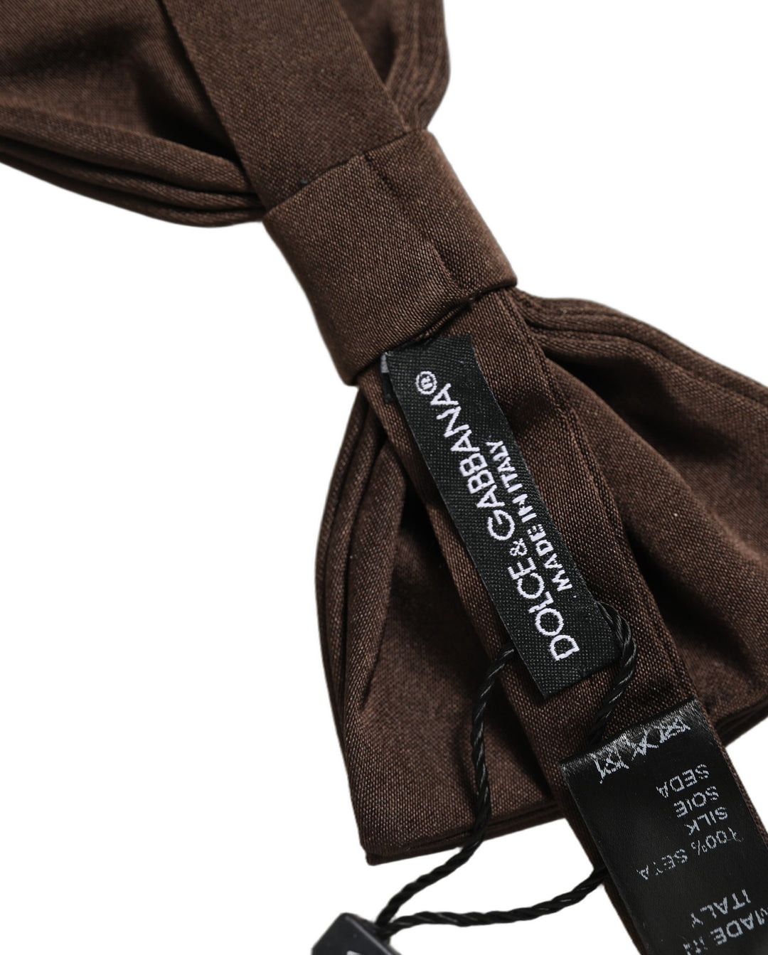 Dolce &amp; Gabbana Men Brown 100% Silk Adjustable Neck Papillon Bow Tie