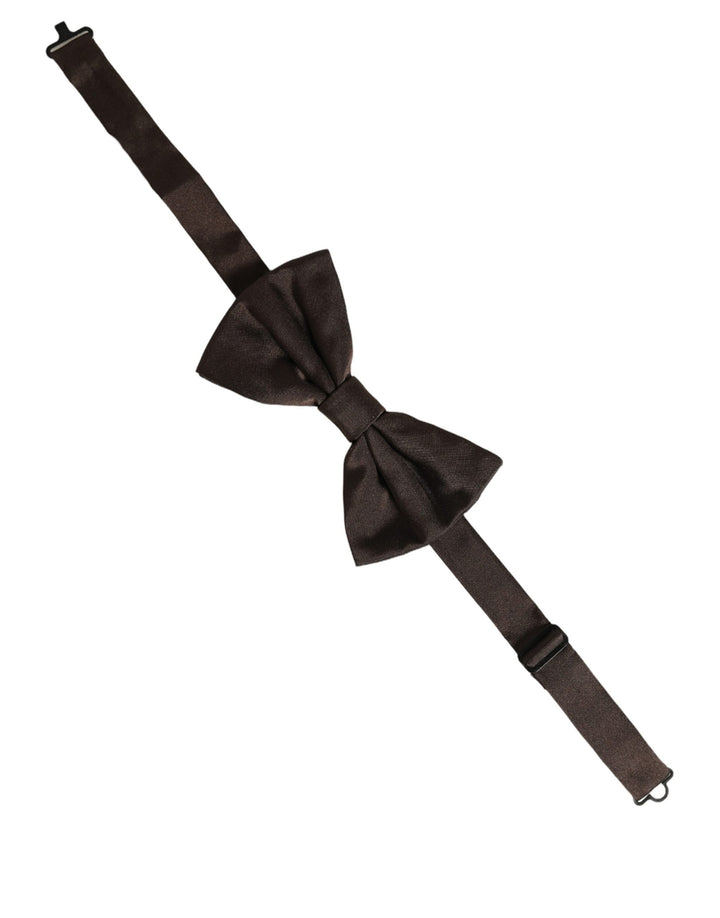 Dolce &amp; Gabbana Men Brown 100% Silk Adjustable Neck Papillon Bow Tie
