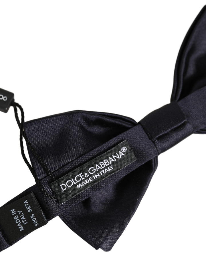 Dolce &amp; Gabbana Men Black 100% Silk Adjustable Neck Papillon Bow Tie
