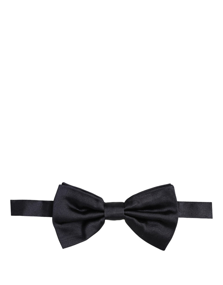 Dolce &amp; Gabbana Men Black 100% Silk Adjustable Neck Papillon Bow Tie