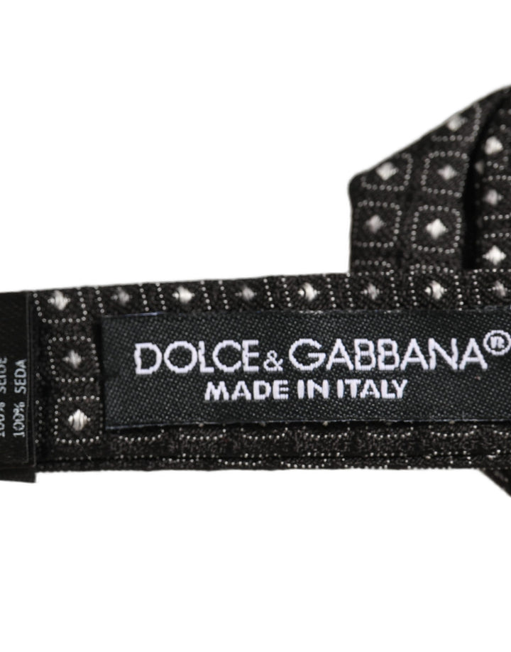 Dolce &amp; Gabbana Men Black Polka Dot Silk Adjustable Neck Papillon Bow Tie