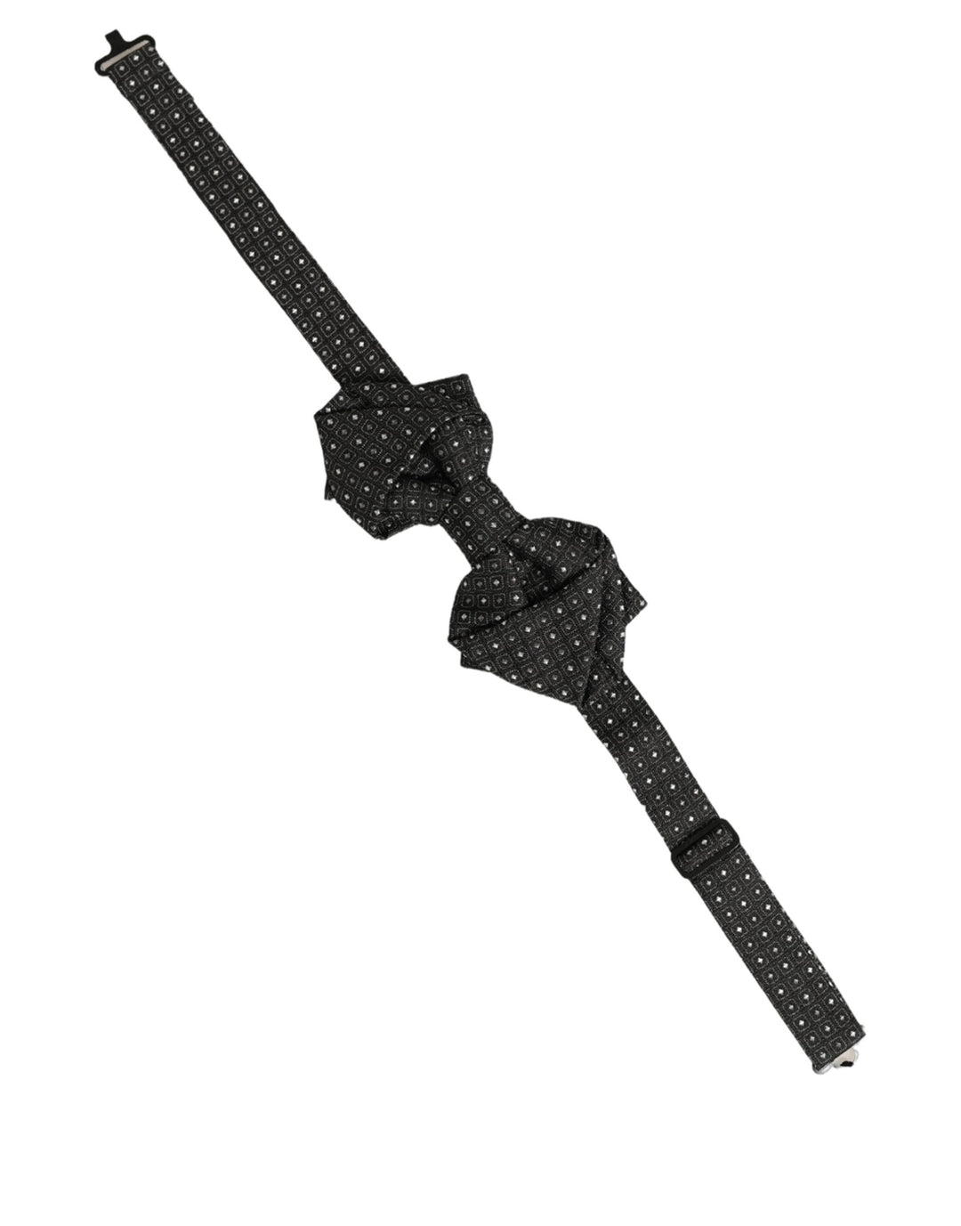 Dolce &amp; Gabbana Men Black Polka Dot Silk Adjustable Neck Papillon Bow Tie