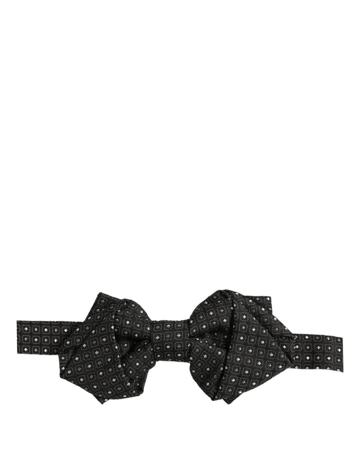 Dolce &amp; Gabbana Men Black Polka Dot Silk Adjustable Neck Papillon Bow Tie