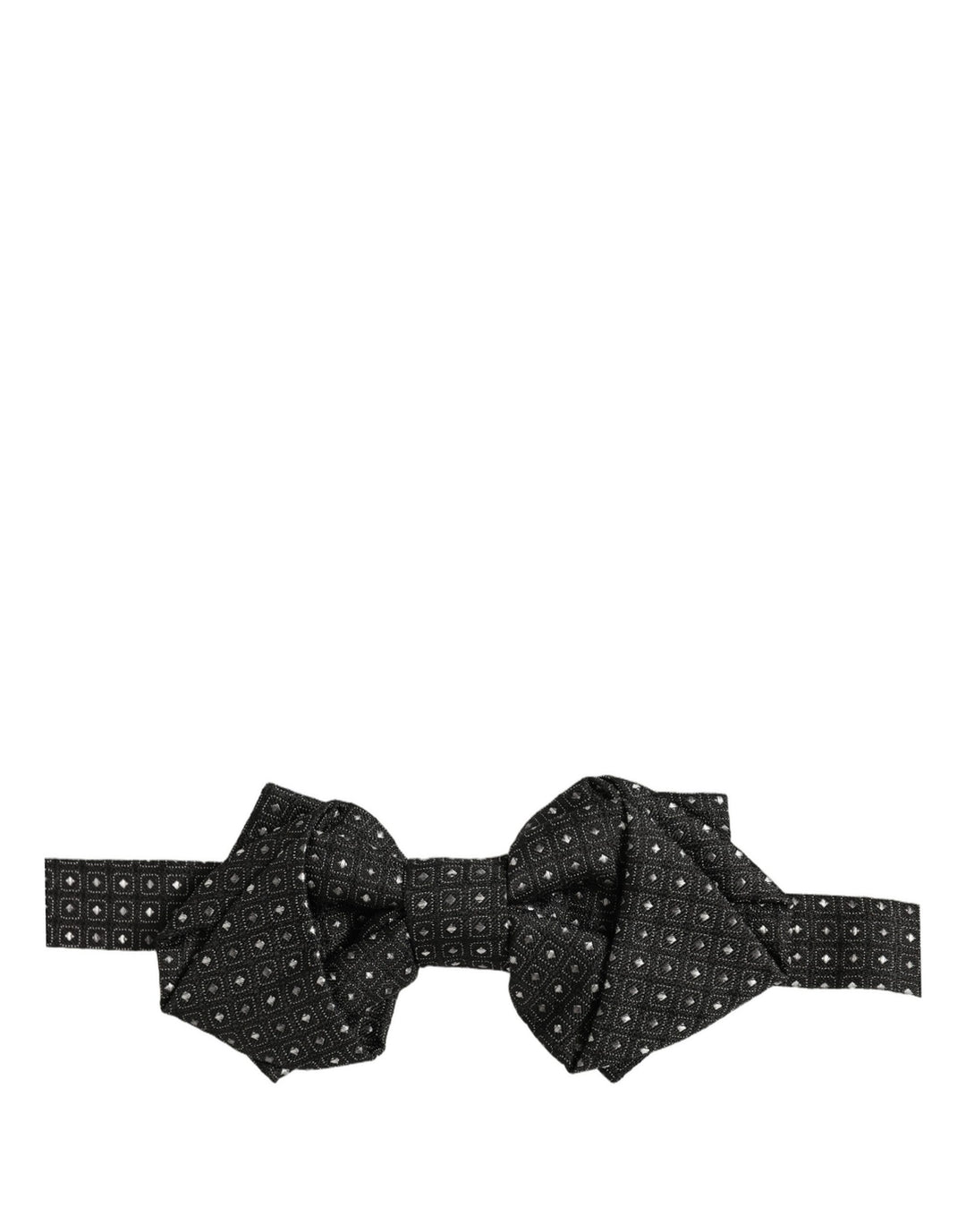 Dolce &amp; Gabbana Men Dark Gray Polka Dot Silk Adjustable Neck Papillon Bow Tie