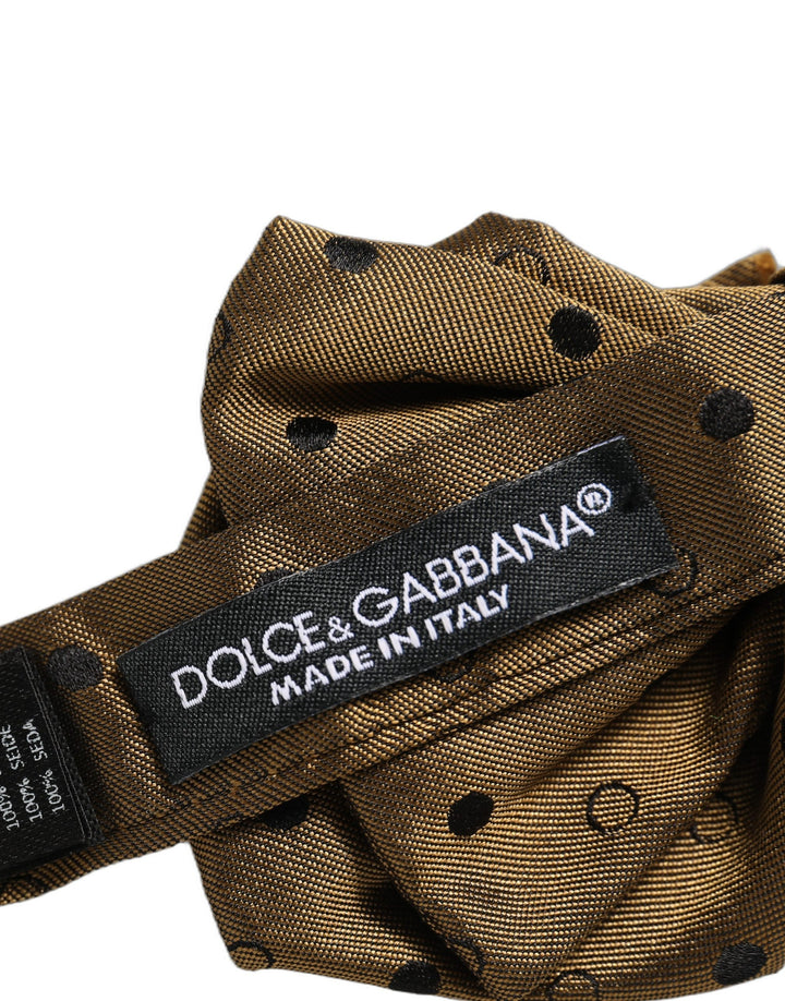 Dolce &amp; Gabbana Men Brown Polka Dot Silk Adjustable Neck Papillon Bow Tie