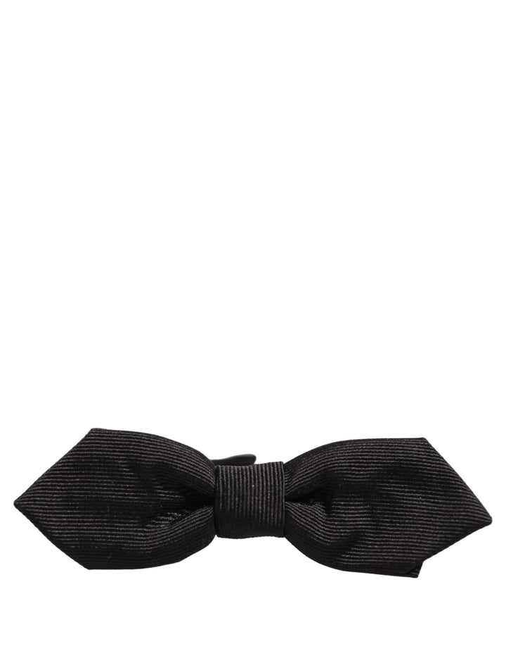 Dolce &amp; Gabbana Men Black 100% Silk Adjustable Neck Papillon Bow Tie