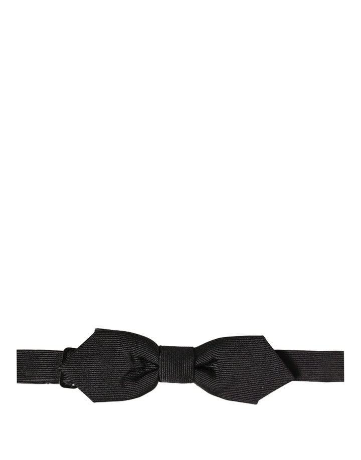 Dolce &amp; Gabbana Men Black 100% Silk Adjustable Neck Papillon Bow Tie