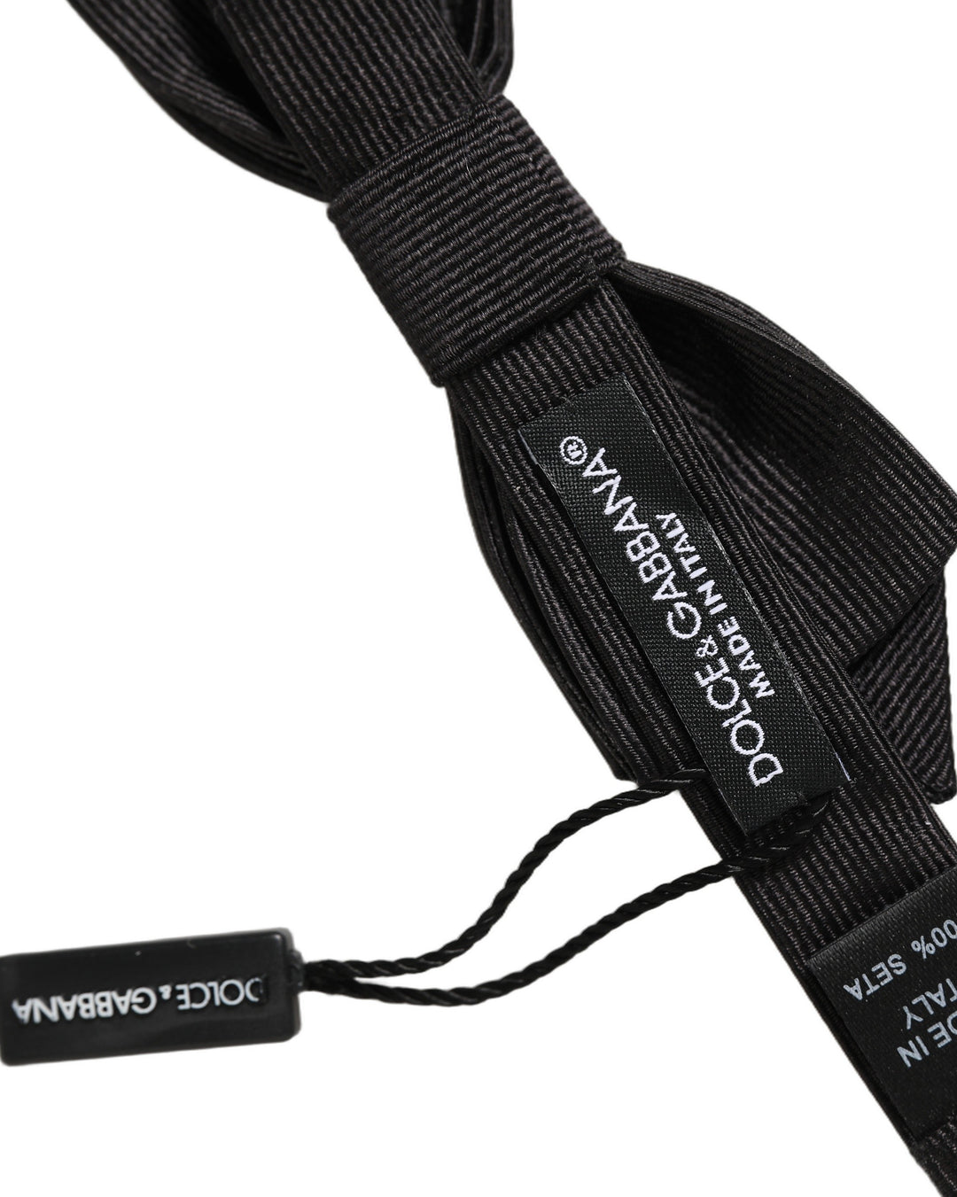 Dolce &amp; Gabbana Men Black 100% Silk Adjustable Neck Papillon Bow Tie
