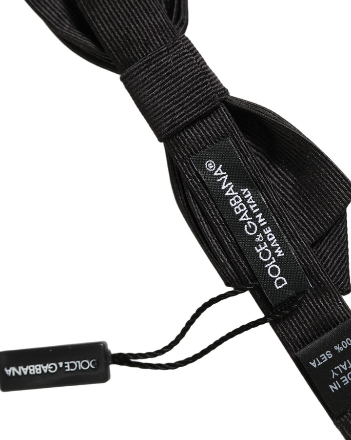 Dolce &amp; Gabbana Men Black 100% Silk Adjustable Neck Papillon Bow Tie