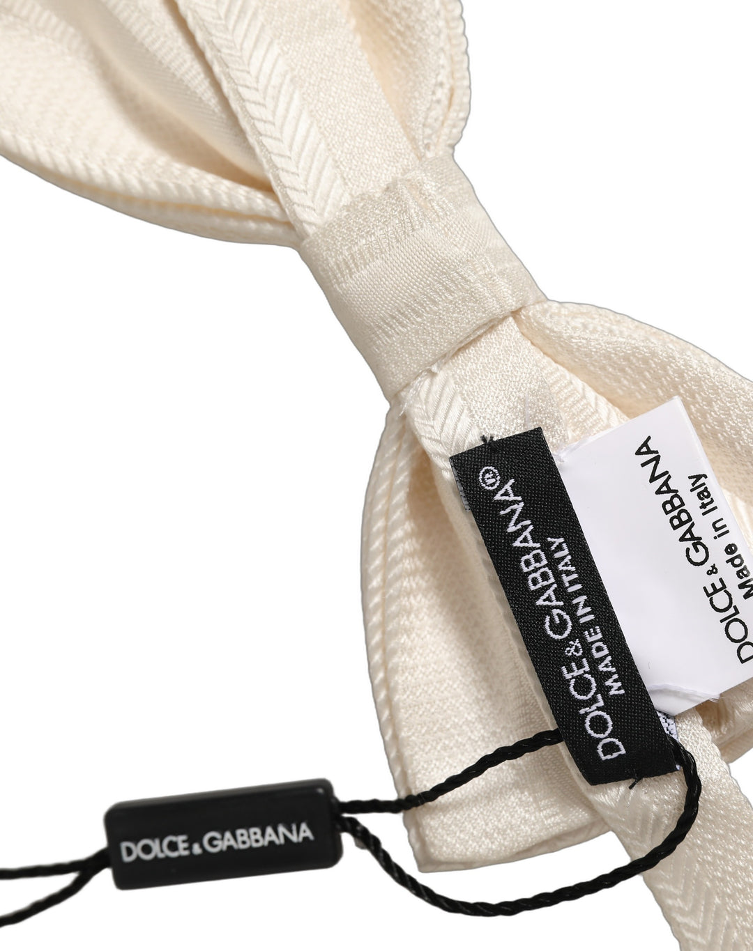 Dolce &amp; Gabbana Men White 100% Silk Adjustable Neck Papillon Bow Tie