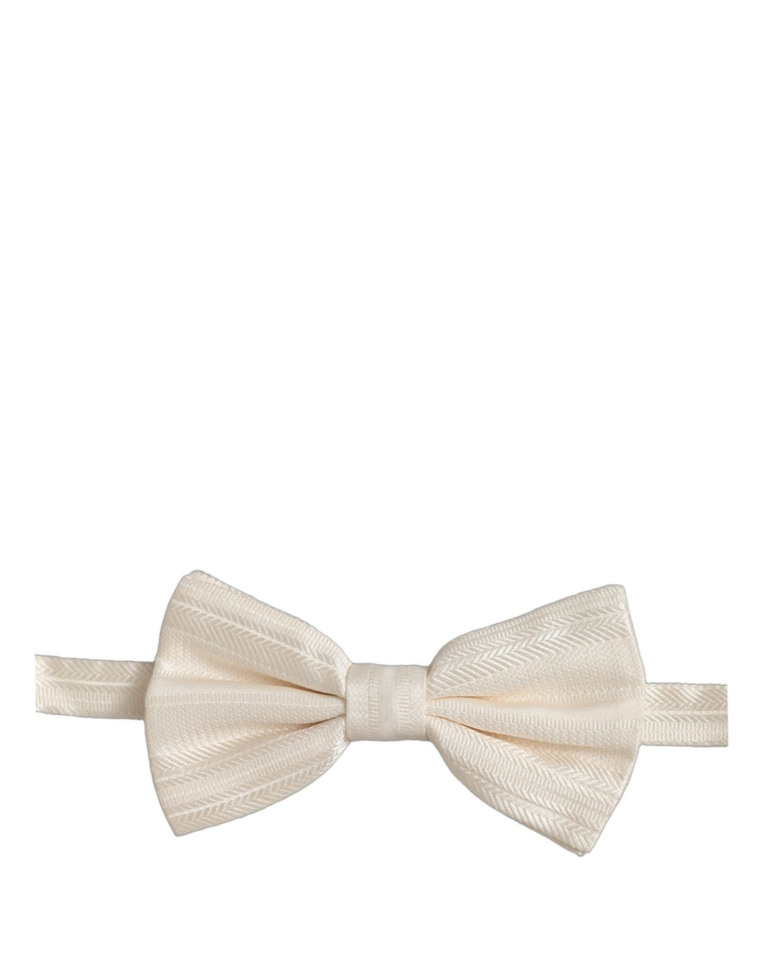 Dolce &amp; Gabbana Men White 100% Silk Adjustable Neck Papillon Bow Tie