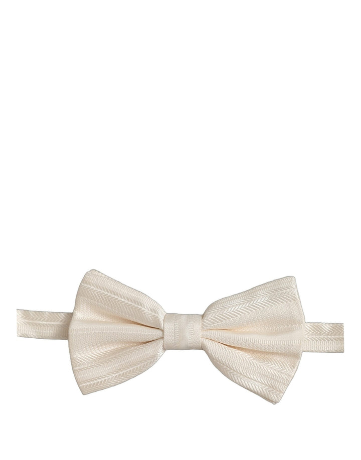 Dolce &amp; Gabbana Men White 100% Silk Adjustable Neck Papillon Bow Tie