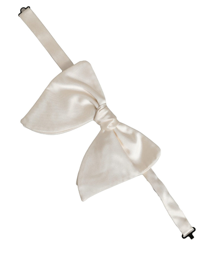 Dolce &amp; Gabbana Men White 100% Silk Adjustable Neck Papillon Bow Tie