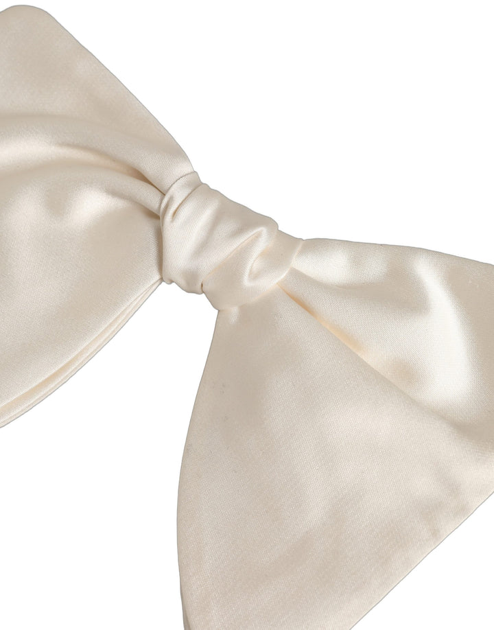 Dolce &amp; Gabbana Men White 100% Silk Adjustable Neck Papillon Bow Tie