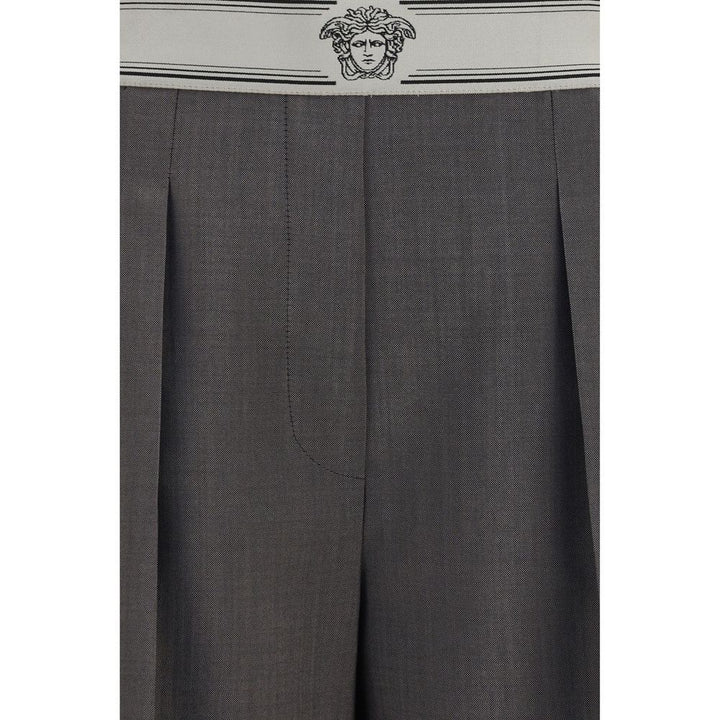 Versace Gray Wool Oves Aries Pants