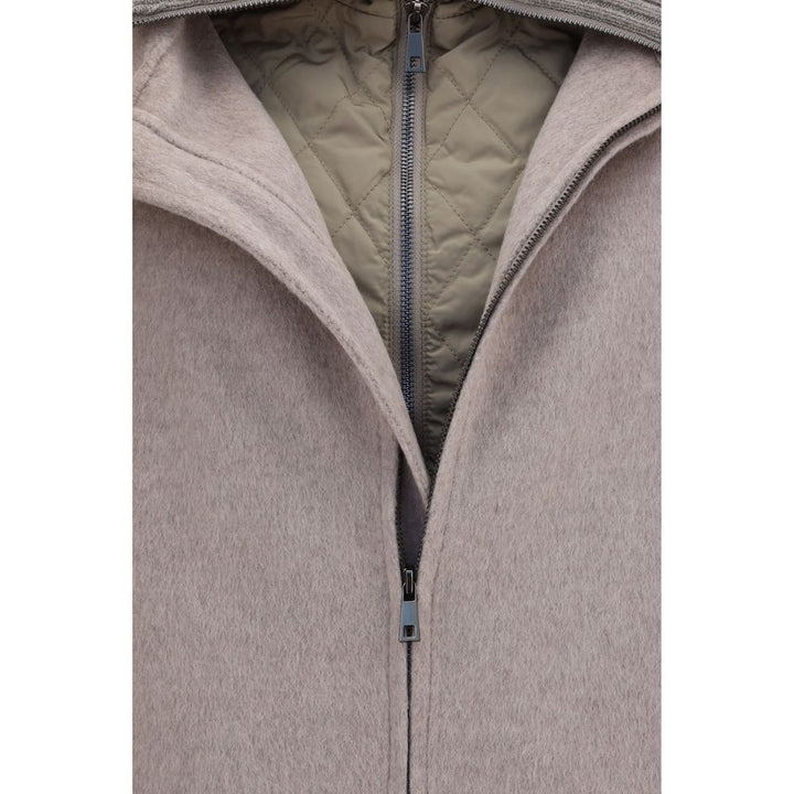 P.A.R.O.S.H. Beige Wool Oves Aries Full-Length Jacket