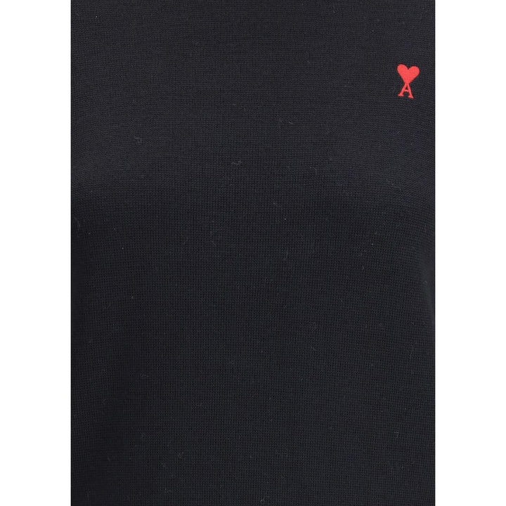 Ami Paris Black Merino Wool Turtleneck