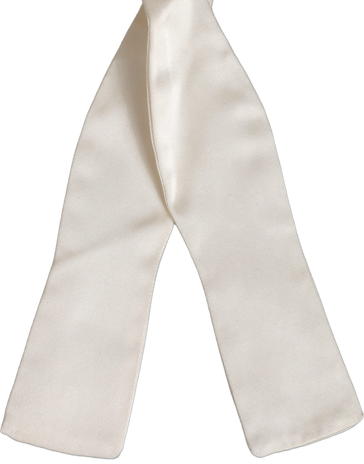 Dolce &amp; Gabbana Men White 100% Silk Adjustable Neck Papillon Bow Tie