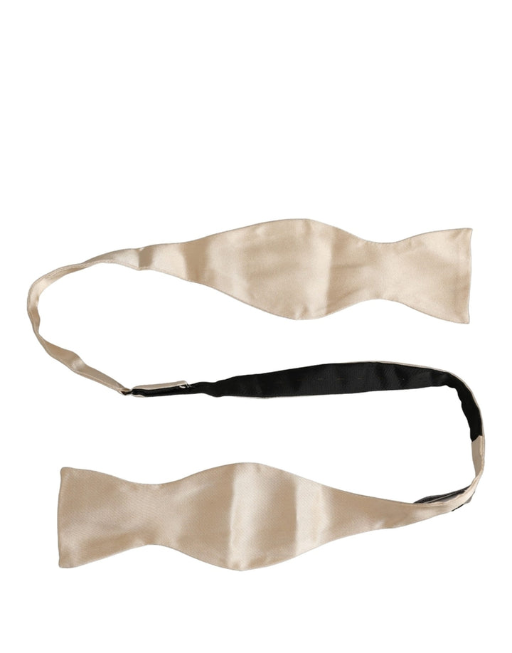 Dolce &amp; Gabbana Men Beige 100% Silk Adjustable Neck Papillon Bow Tie
