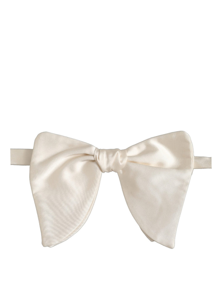 Dolce &amp; Gabbana Men White 100% Silk Adjustable Neck Papillon Bow Tie