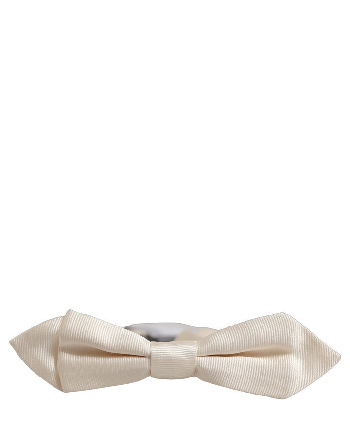 Dolce &amp; Gabbana Men White 100% Silk Adjustable Neck Papillon Bow Tie