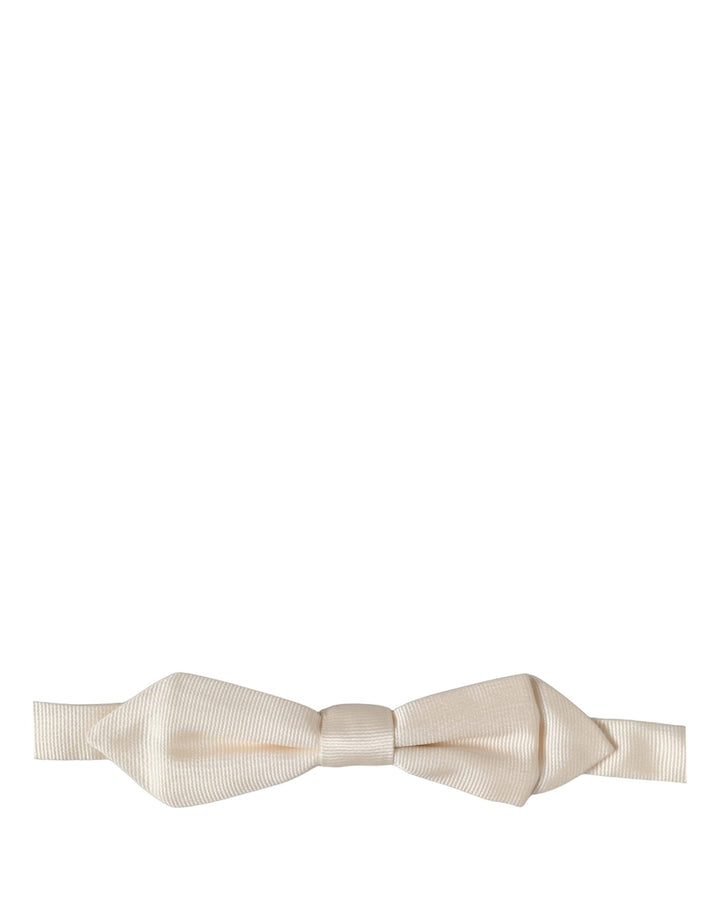 Dolce &amp; Gabbana Men White 100% Silk Adjustable Neck Papillon Bow Tie