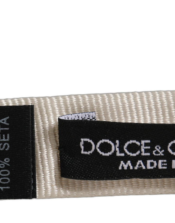 Dolce &amp; Gabbana Men White 100% Silk Adjustable Neck Papillon Bow Tie
