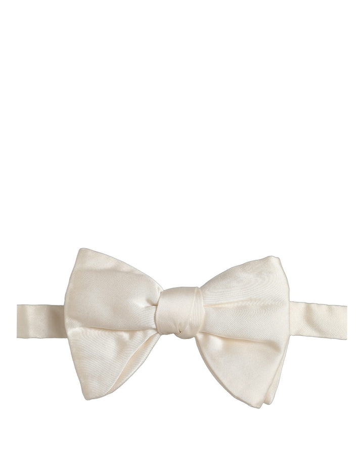 Dolce &amp; Gabbana Men White 100% Silk Adjustable Neck Papillon Bow Tie