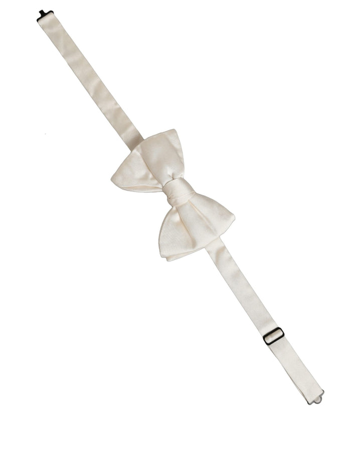 Dolce &amp; Gabbana Men White 100% Silk Adjustable Neck Papillon Bow Tie