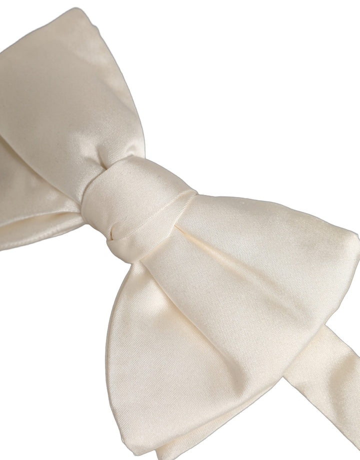 Dolce &amp; Gabbana Men White 100% Silk Adjustable Neck Papillon Bow Tie