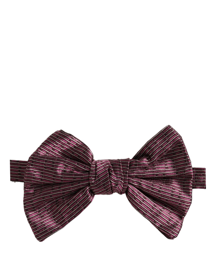 Dolce &amp; Gabbana Men Maroon 100% Silk Adjustable Neck Papillon Bow Tie