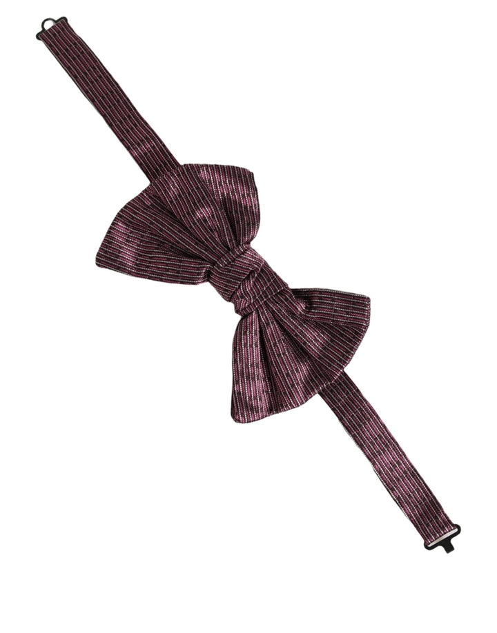 Dolce &amp; Gabbana Men Maroon 100% Silk Adjustable Neck Papillon Bow Tie