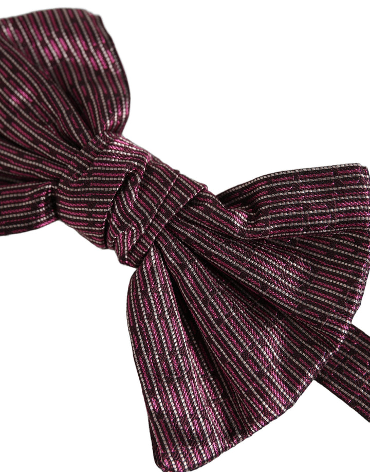 Dolce &amp; Gabbana Men Maroon 100% Silk Adjustable Neck Papillon Bow Tie