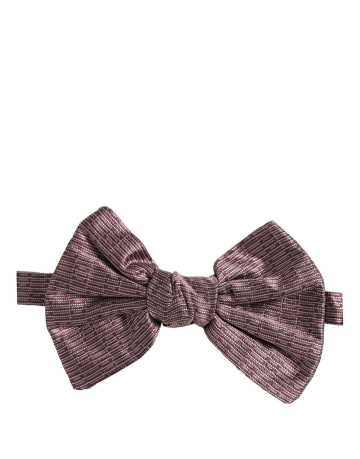 Dolce &amp; Gabbana Men Maroon 100% Silk Adjustable Neck Papillon Bow Tie