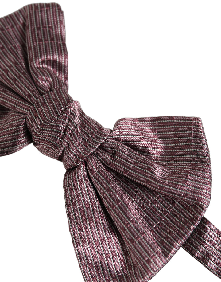 Dolce &amp; Gabbana Men Maroon 100% Silk Adjustable Neck Papillon Bow Tie