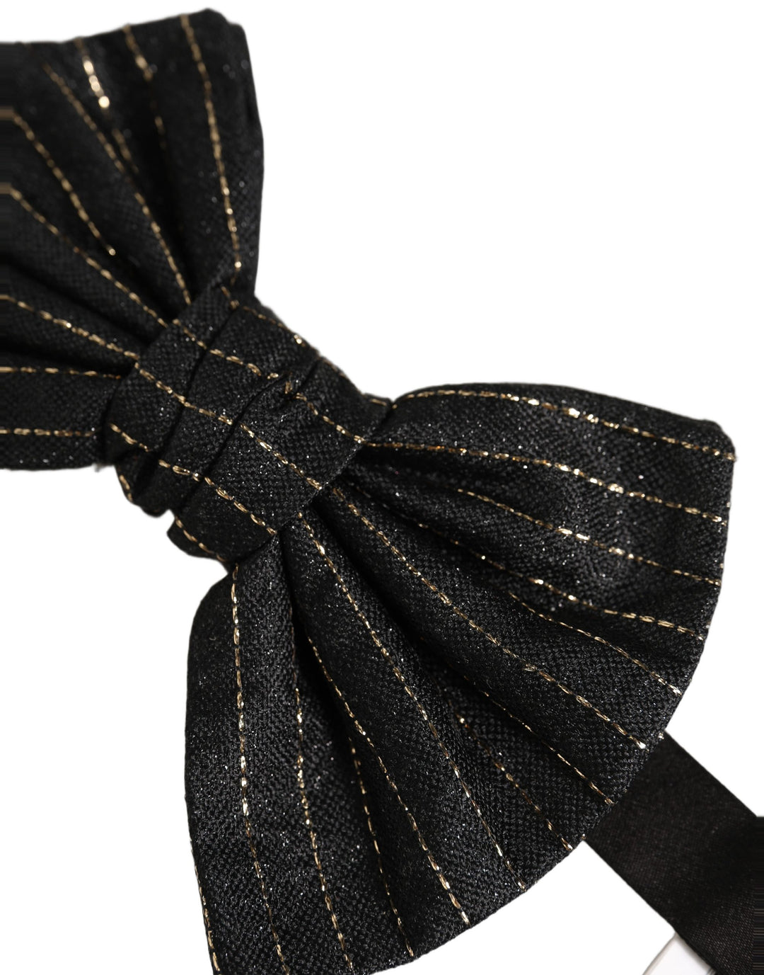 Dolce &amp; Gabbana Men Black Pinstripe Silk Adjustable Neck Papillon Bow Tie