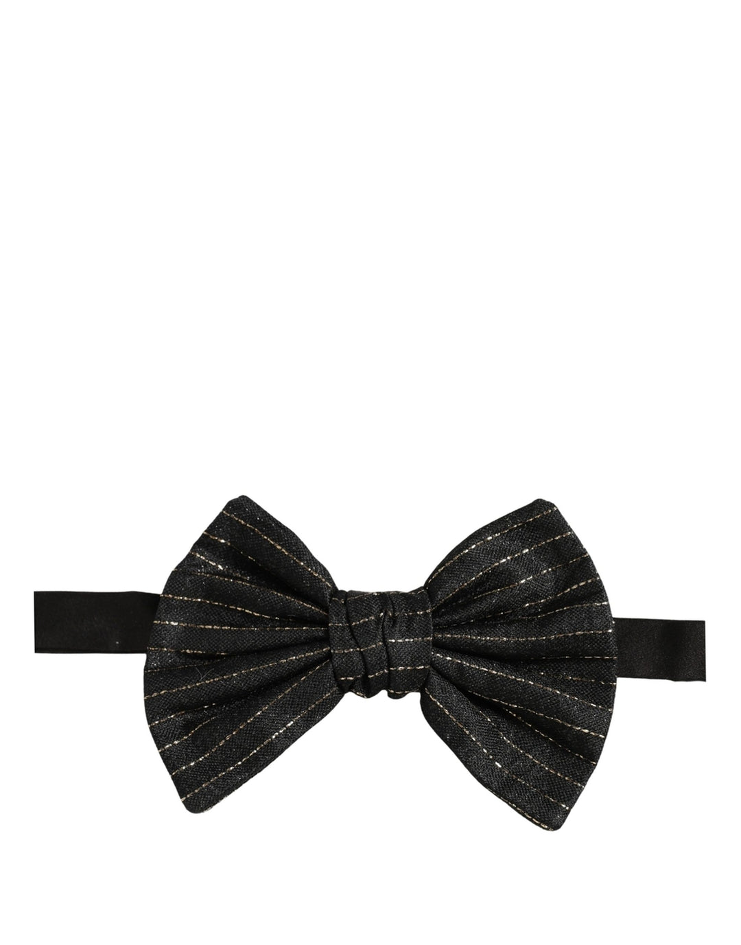 Dolce &amp; Gabbana Men Black Pinstripe Silk Adjustable Neck Papillon Bow Tie