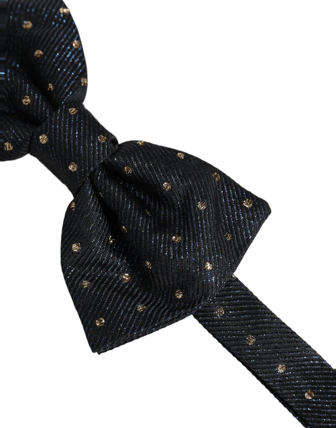 Dolce &amp; Gabbana Men Black Polka Dot Silk Adjustable Neck Papillon Bow Tie