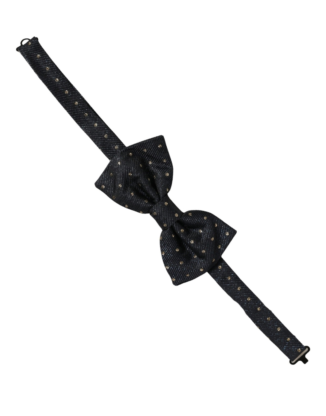 Dolce &amp; Gabbana Men Black Polka Dot Silk Adjustable Neck Papillon Bow Tie