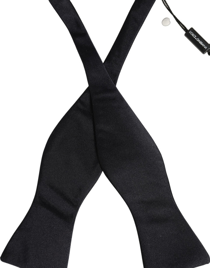 Dolce &amp; Gabbana Men Black 100% Silk Adjustable Neck Papillon Bow Tie