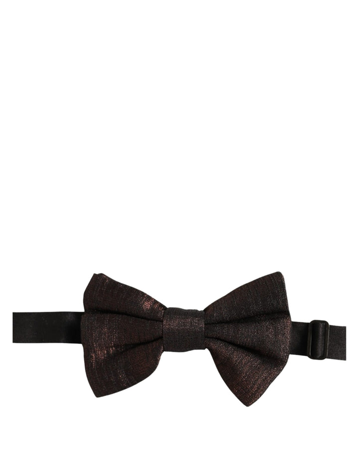 Dolce &amp; Gabbana Men Brown 100% Silk Adjustable Neck Papillon Bow Tie