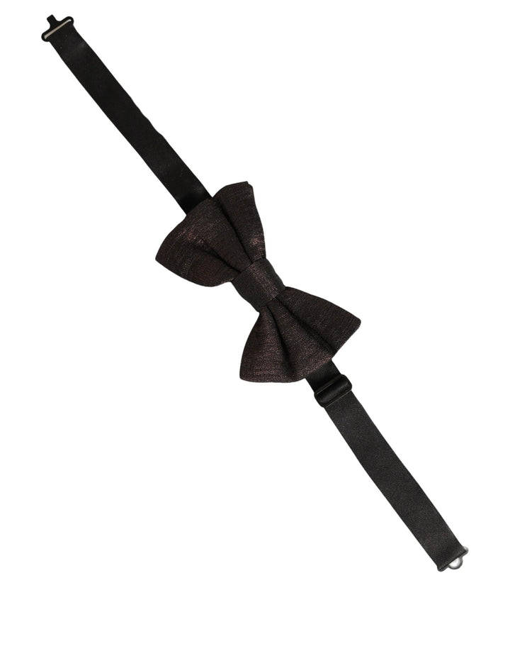 Dolce &amp; Gabbana Men Brown 100% Silk Adjustable Neck Papillon Bow Tie