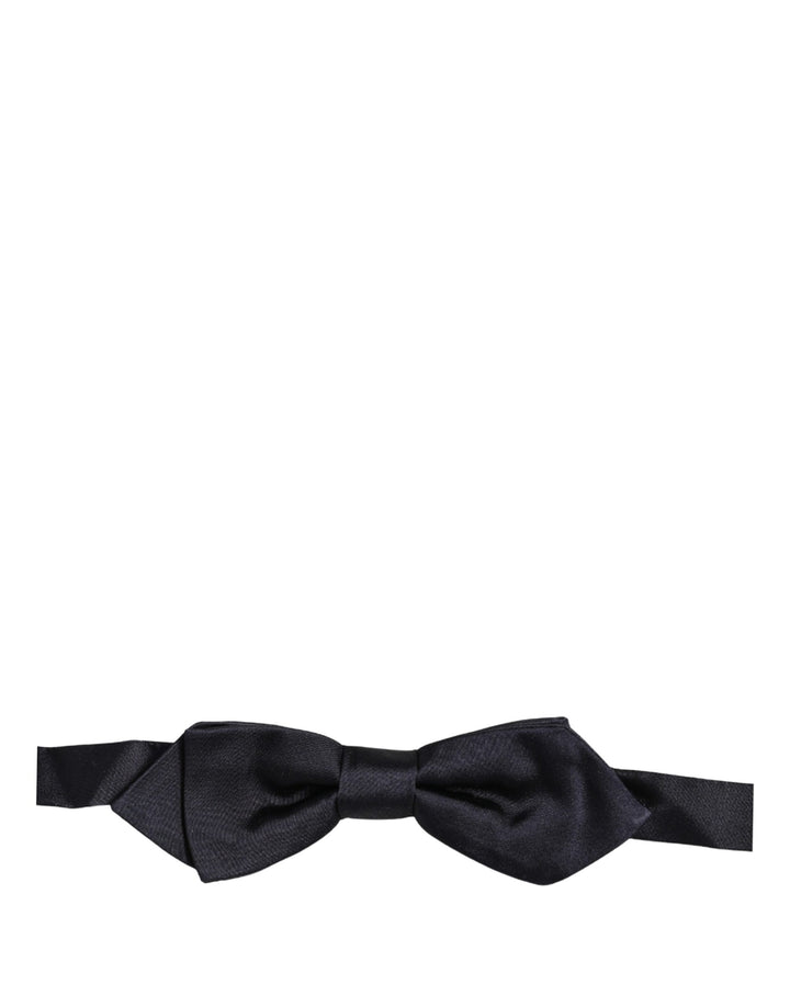 Dolce &amp; Gabbana Men Dark Blue 100% Silk Adjustable Neck Papillon Bow Tie