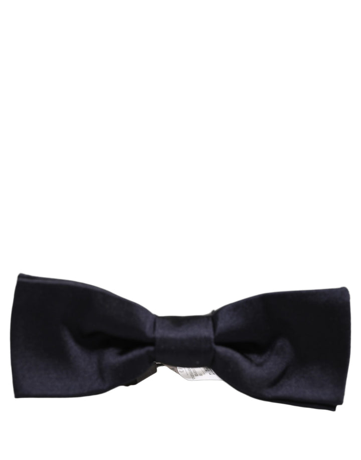Dolce &amp; Gabbana Men Dark Blue 100% Silk Adjustable Neck Papillon Bow Tie