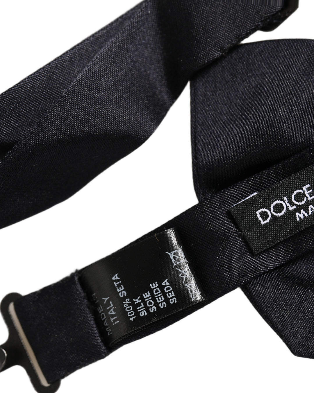 Dolce &amp; Gabbana Men Black 100% Silk Adjustable Neck Papillon Bow Tie