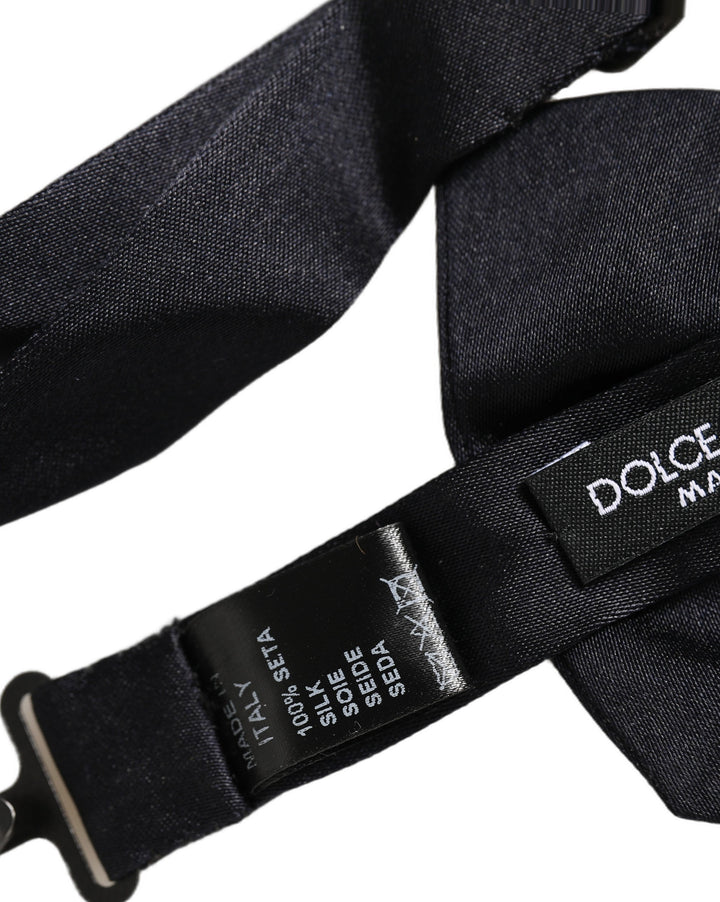 Dolce &amp; Gabbana Men Black 100% Silk Adjustable Neck Papillon Bow Tie