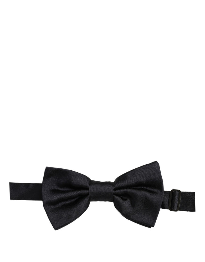 Dolce &amp; Gabbana Men Black 100% Silk Adjustable Neck Papillon Bow Tie